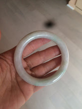 Load image into Gallery viewer, 55mm Certified type A 100% Natural sunny green/white round cut Jadeite bangle C71-6544