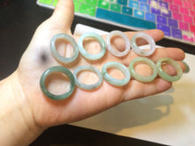 Load image into Gallery viewer, 17.9mm/size 7 3/4 100% natural type A icy watery green/white/yellow jadeite jade band ring G105-7 3/4