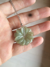Load image into Gallery viewer, 25-26mm Type A 100Natural 3D dark green/brown/black jadeite Jade flower Pendant necklace AQ54 (add-on item)