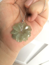 Load image into Gallery viewer, 25-26mm Type A 100Natural 3D dark green/brown/black jadeite Jade flower Pendant necklace AQ54 (add-on item)