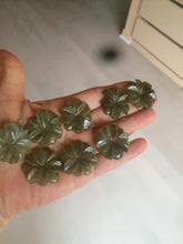 Load image into Gallery viewer, 25-26mm Type A 100Natural 3D dark green/brown/black jadeite Jade flower Pendant necklace AQ54 (add-on item)