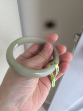 Load image into Gallery viewer, 55.4mm Certified type A 100% Natural green/yellow oval shape jadeite jade bangle AJ38-7408