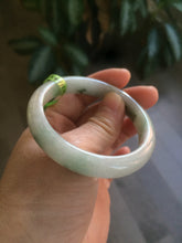 Load image into Gallery viewer, 53.4mm Certified type A 100% Natural watery green white Jadeite Jade bangle U64-4123