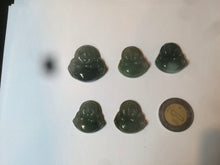 Load image into Gallery viewer, 100% Natural type A oily dark green/gray/black small happy buddha jadeite Jade pendant necklace AQ52 add on item