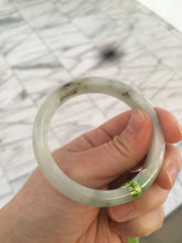 Load image into Gallery viewer, 53.4mm Certified type A 100% Natural watery green white Jadeite Jade bangle U64-4123