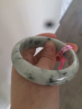Load image into Gallery viewer, 55.8mm Type A 100% Natural green/white jadeite jade bangle A9