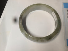 Load image into Gallery viewer, 55mm Certified type A 100% Natural sunny green/white round cut Jadeite bangle C71-6544
