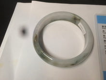 Load image into Gallery viewer, 55mm Certified type A 100% Natural sunny green/white round cut Jadeite bangle C71-6544