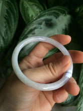 Load image into Gallery viewer, 54.5mm Certified Type A 100% Natural green/light purple round cut Jadeite Jade bangle Q63-5250
