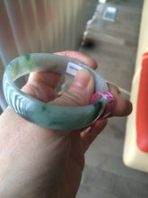 Load image into Gallery viewer, Certified 52.2mm 100% natural Type A green/white jadeite jade bangle W16-3889