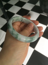 Load image into Gallery viewer, 57.5 mm Certified Type A 100% Natural green/purple with floating green flowers Jadeite Jade bangle X83-9560
