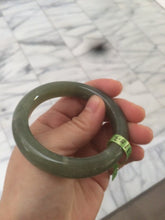 Load image into Gallery viewer, 51.3mm Certified 100% Natural oily dark green nephrite Jade bangle N80-6570