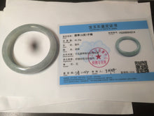 Load image into Gallery viewer, 55.5 mm Certified type A 100% Natural icy watery light green/gray Jadeite bangle J99-4214