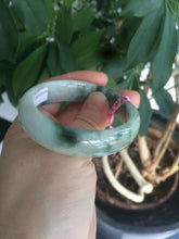 Load image into Gallery viewer, 49.5 mm 100% natural Type A green/white oval jadeite jade bangle Z39