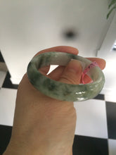 Load image into Gallery viewer, 49.5 mm 100% natural Type A green/white oval jadeite jade bangle Z39