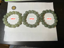 Load image into Gallery viewer, 14x13mm 100% Natural light green/gray vintage style nephrite Jade bead bracelet HF28