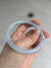 Load image into Gallery viewer, 55.4mm certified type A 100% Natural icy light purple with green floating flowers round cut Jadeite Jade bangle M80-0137