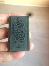 Load image into Gallery viewer, 100% natural dark green/black nephrite jade (青玉) tiger safe and sound pendant J120