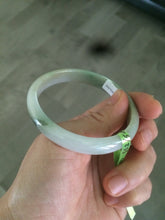 Load image into Gallery viewer, 52.5mm Certified Type A 100% Natural green/white Jadeite Jade oval bangle KS63-8403
