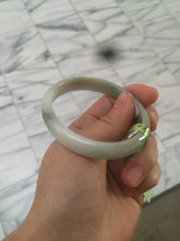 Load image into Gallery viewer, 52.5mm Certified Type A 100% Natural green/white Jadeite Jade oval bangle KS63-8403