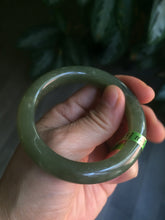Load image into Gallery viewer, 51.3mm Certified 100% Natural oily dark green nephrite Jade bangle N80-6570