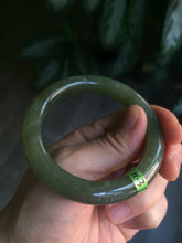 Load image into Gallery viewer, 51.3mm Certified 100% Natural oily dark green nephrite Jade bangle N80-6570