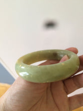 Load image into Gallery viewer, 53.1 mm 100% Natural yellow dots and green Xiu Jade (Serpentine) Chubby bangle T179