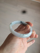 Load image into Gallery viewer, 51mm Certified Type A 100% Natural light purple/white with green floating flowers oval Jadeite Jade bangle N91-2400