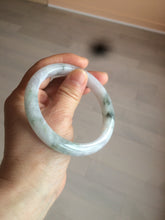 Load image into Gallery viewer, 61mm Certified Type A 100% Natural green/white with green floating flowers jadeite Jade bangle D90-7162