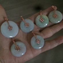 Load image into Gallery viewer, 24.7-29.8mm Type A 100% Natural green/white (green floating flower) Jadeite Jade Safety Guardian Button donut Pendant group AC24