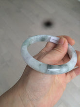 Load image into Gallery viewer, 61mm Certified Type A 100% Natural green/white with green floating flowers jadeite Jade bangle D90-7162