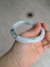Load image into Gallery viewer, 61mm Certified Type A 100% Natural green/white with green floating flowers jadeite Jade bangle D90-7162
