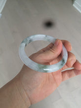 Load image into Gallery viewer, 61mm Certified Type A 100% Natural green/white with green floating flowers jadeite Jade bangle D90-7162