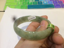 Load image into Gallery viewer, 52.5mm certified Type A 100% Natural green/brown thin Jadeite Jade bangle Q64-3805