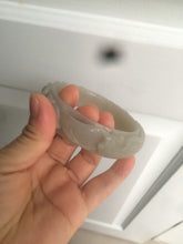 Load image into Gallery viewer, 63.6mm 100% natural light pale pink/gray Quartzite (Shetaicui jade) Phoenix and Peony bangle XY8