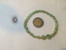 Load image into Gallery viewer, 100% natural green/white Icy watery type A jadeite jade olive+ancient Chinese coin/four-leaf clover bead bracelet AS32