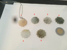 Load image into Gallery viewer, 21-22mm Type A 100Natural 3D green/brown/black jadeite Jade flower Pendant necklace AQ55 (add-on item)