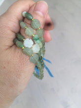 Load image into Gallery viewer, 100% natural green/white Icy watery type A jadeite jade olive+ancient Chinese coin/four-leaf clover bead bracelet AS32