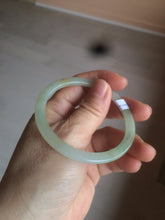 Load image into Gallery viewer, 52mm type A 100% Natural icy watery light green/yellow thin flat style Jadeite Jade bangle U121-0758