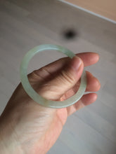 Load image into Gallery viewer, 52mm type A 100% Natural icy watery light green/yellow thin flat style Jadeite Jade bangle U121-0758
