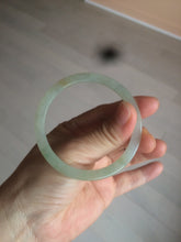 Load image into Gallery viewer, 52mm type A 100% Natural icy watery light green/yellow thin flat style Jadeite Jade bangle U121-0758