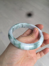 Load image into Gallery viewer, 57.5 mm Certified Type A 100% Natural green/purple with floating green flowers Jadeite Jade bangle X83-9560