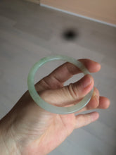 Load image into Gallery viewer, 52mm type A 100% Natural icy watery light green/yellow thin flat style Jadeite Jade bangle U121-0758