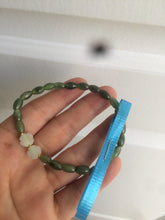 Load image into Gallery viewer, 100% natural green/white Icy watery type A jadeite jade olive+ancient Chinese coin/four-leaf clover bead bracelet AS32
