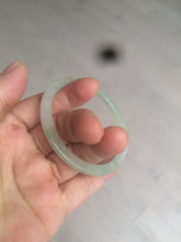 Load image into Gallery viewer, 52mm type A 100% Natural icy watery light green/yellow thin flat style Jadeite Jade bangle U121-0758