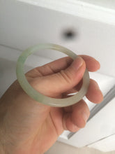 Load image into Gallery viewer, 52mm type A 100% Natural icy watery light green/yellow thin flat style Jadeite Jade bangle U121-0758