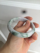 Load image into Gallery viewer, 57.5 mm Certified Type A 100% Natural green/purple with floating green flowers Jadeite Jade bangle X83-9560