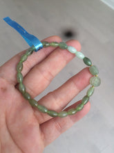 Load image into Gallery viewer, 100% natural green/white Icy watery type A jadeite jade olive+ancient Chinese coin/four-leaf clover bead bracelet AS32