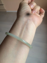 Load image into Gallery viewer, 52mm type A 100% Natural icy watery light green/yellow thin flat style Jadeite Jade bangle U121-0758