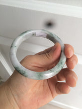 Load image into Gallery viewer, 57.5 mm Certified Type A 100% Natural green/purple with floating green flowers Jadeite Jade bangle X83-9560